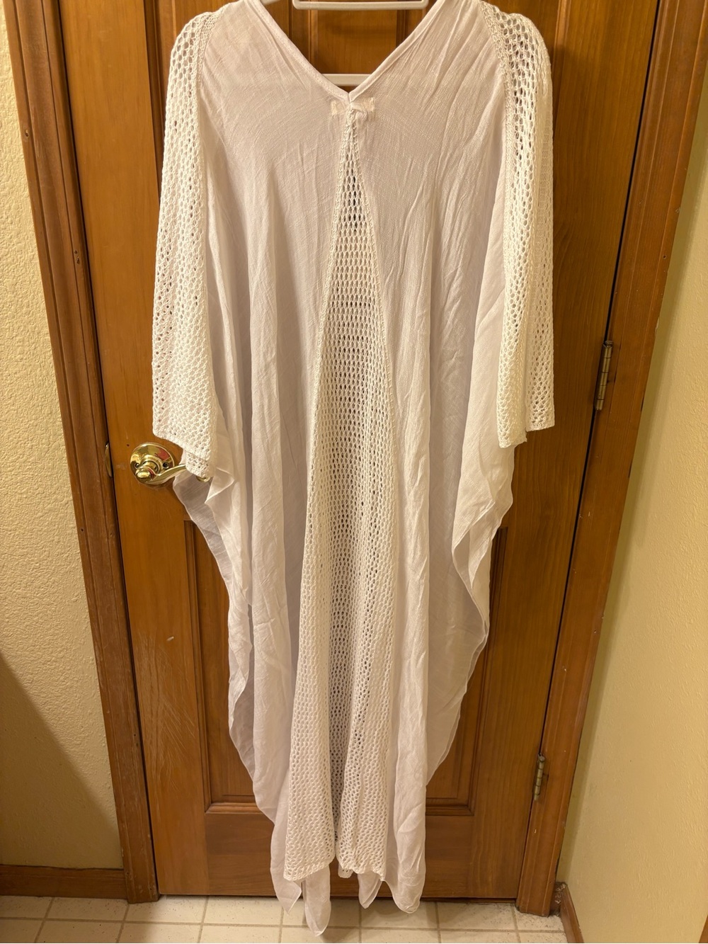 New with tags White Cream Crochet-Trim Swimsuit Cover Up by Elan